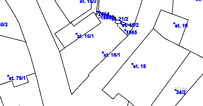Parcela st. 16 v KÚ Orel, Katastrální mapa