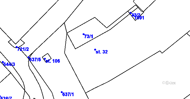 Parcela st. 32 v KÚ Orel, Katastrální mapa