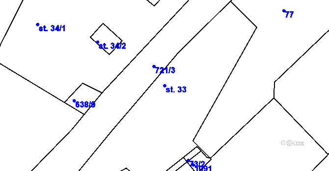 Parcela st. 33 v KÚ Orel, Katastrální mapa