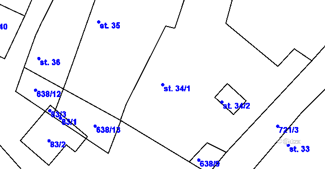 Parcela st. 34/1 v KÚ Orel, Katastrální mapa
