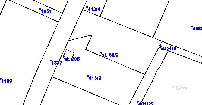 Parcela st. 66/2 v KÚ Orel, Katastrální mapa