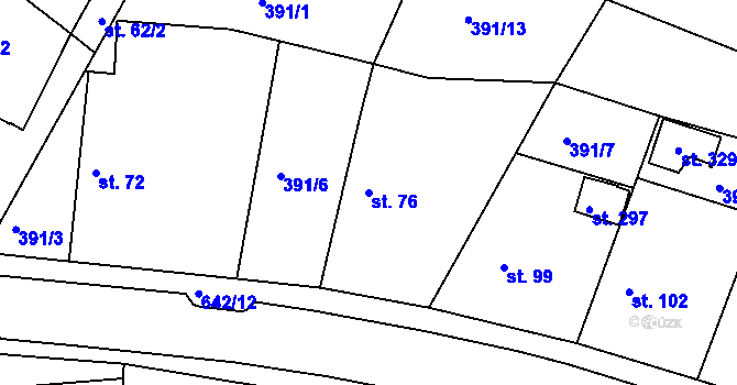 Parcela st. 76 v KÚ Orel, Katastrální mapa