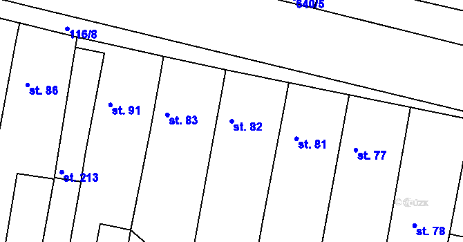 Parcela st. 82 v KÚ Orel, Katastrální mapa