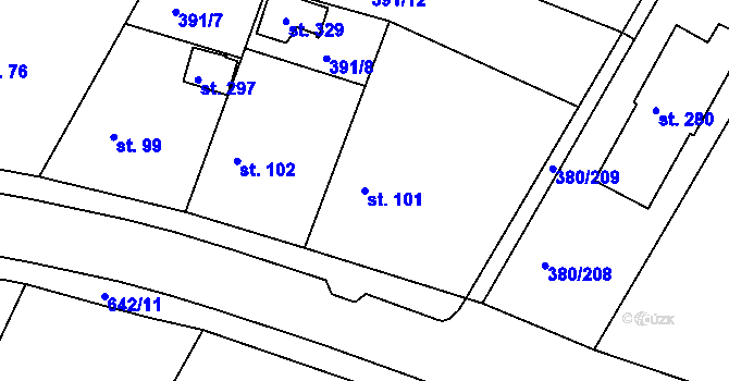 Parcela st. 101 v KÚ Orel, Katastrální mapa