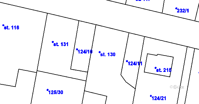 Parcela st. 130 v KÚ Orel, Katastrální mapa