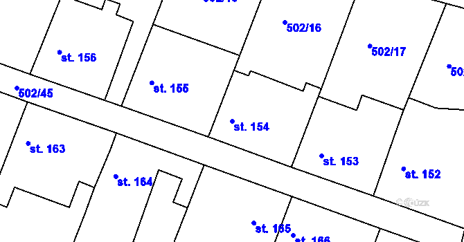 Parcela st. 154 v KÚ Orel, Katastrální mapa