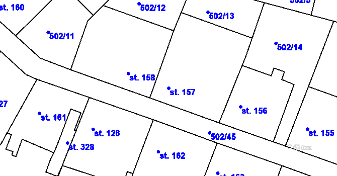 Parcela st. 157 v KÚ Orel, Katastrální mapa