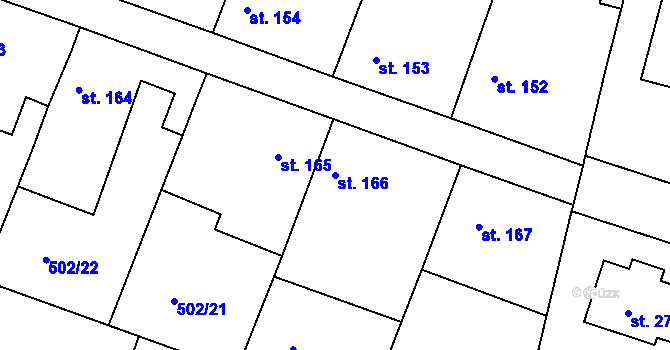Parcela st. 166 v KÚ Orel, Katastrální mapa