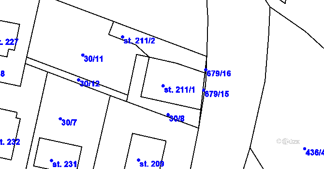 Parcela st. 211 v KÚ Orel, Katastrální mapa