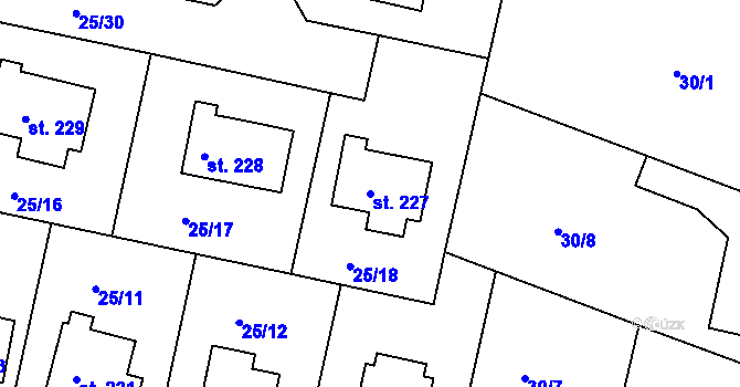 Parcela st. 227 v KÚ Orel, Katastrální mapa