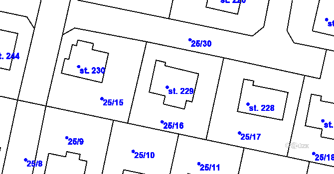 Parcela st. 229 v KÚ Orel, Katastrální mapa