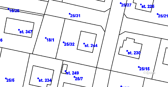 Parcela st. 244 v KÚ Orel, Katastrální mapa