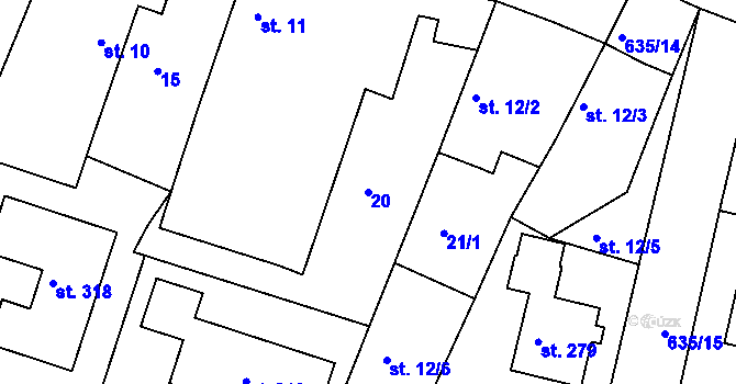 Parcela st. 20 v KÚ Orel, Katastrální mapa