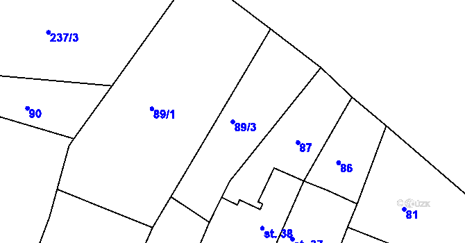 Parcela st. 89/3 v KÚ Orel, Katastrální mapa