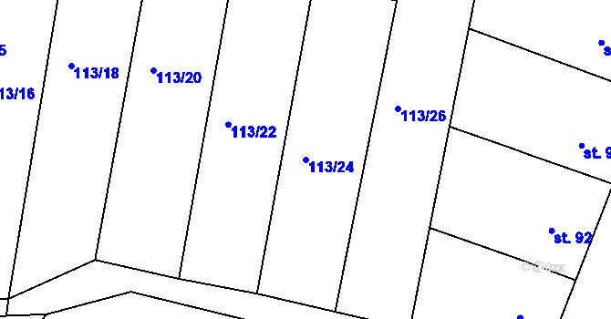 Parcela st. 113/24 v KÚ Orel, Katastrální mapa