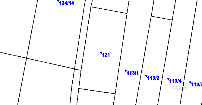 Parcela st. 121 v KÚ Orel, Katastrální mapa