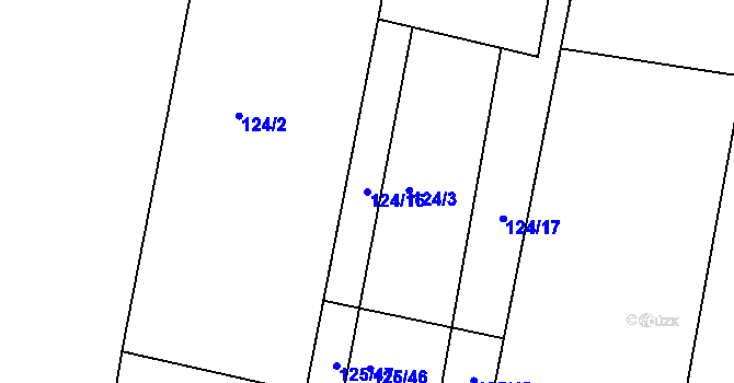 Parcela st. 124/16 v KÚ Orel, Katastrální mapa