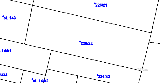 Parcela st. 226/22 v KÚ Orel, Katastrální mapa