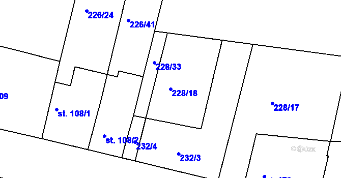 Parcela st. 228/18 v KÚ Orel, Katastrální mapa