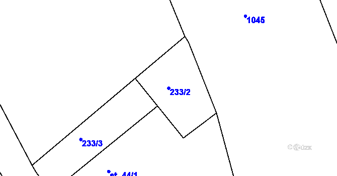 Parcela st. 233/2 v KÚ Orel, Katastrální mapa