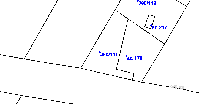 Parcela st. 380/111 v KÚ Orel, Katastrální mapa