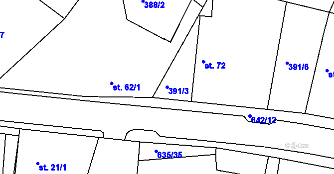 Parcela st. 391/3 v KÚ Orel, Katastrální mapa