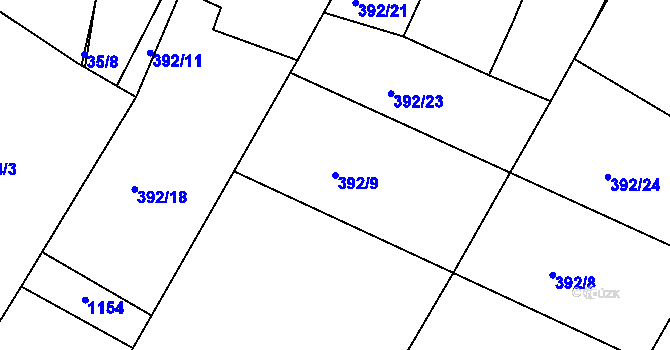 Parcela st. 392/9 v KÚ Orel, Katastrální mapa