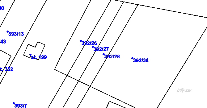 Parcela st. 392/28 v KÚ Orel, Katastrální mapa