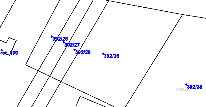 Parcela st. 392/36 v KÚ Orel, Katastrální mapa