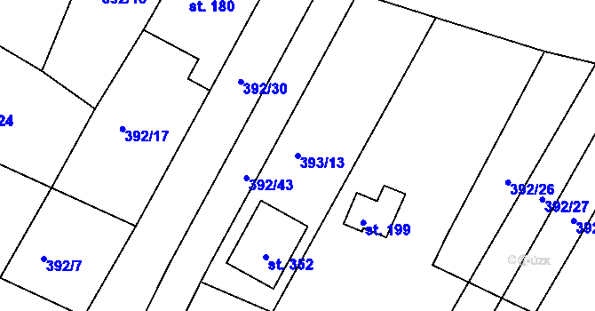Parcela st. 393/13 v KÚ Orel, Katastrální mapa