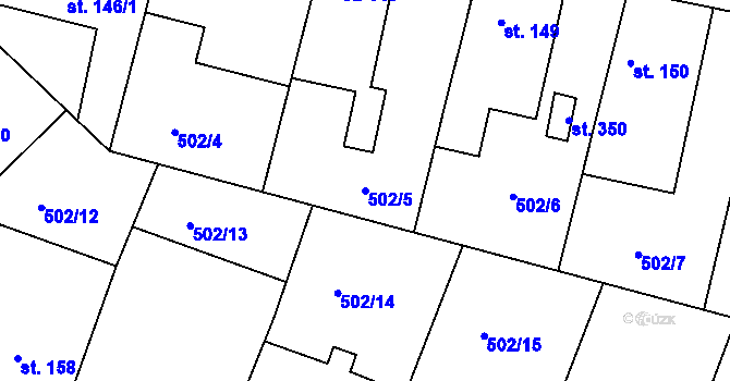Parcela st. 502/5 v KÚ Orel, Katastrální mapa
