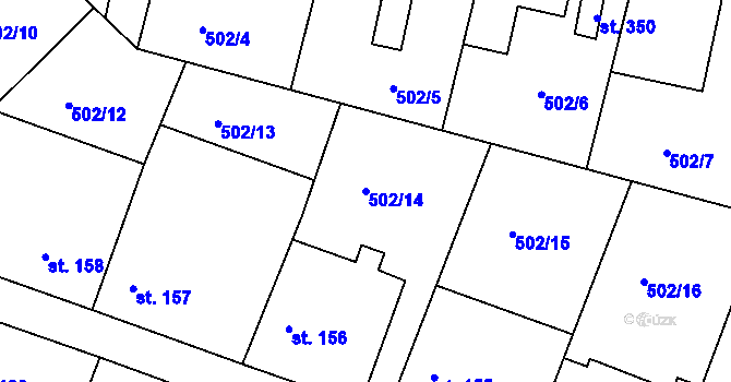 Parcela st. 502/14 v KÚ Orel, Katastrální mapa