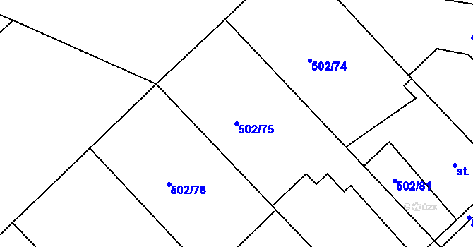 Parcela st. 502/75 v KÚ Orel, Katastrální mapa