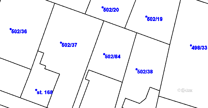 Parcela st. 502/84 v KÚ Orel, Katastrální mapa