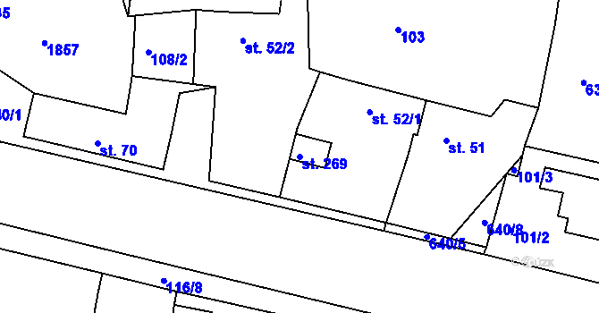 Parcela st. 269 v KÚ Orel, Katastrální mapa