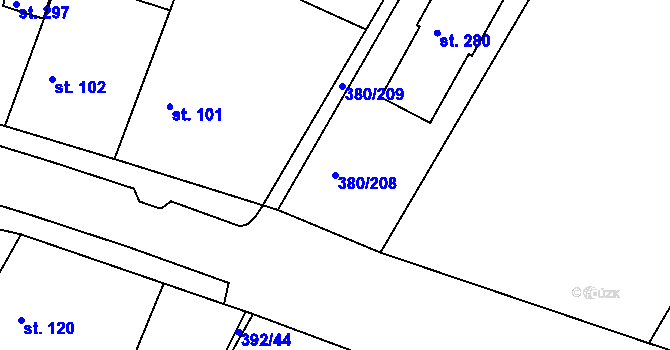 Parcela st. 380/208 v KÚ Orel, Katastrální mapa