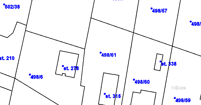 Parcela st. 498/61 v KÚ Orel, Katastrální mapa