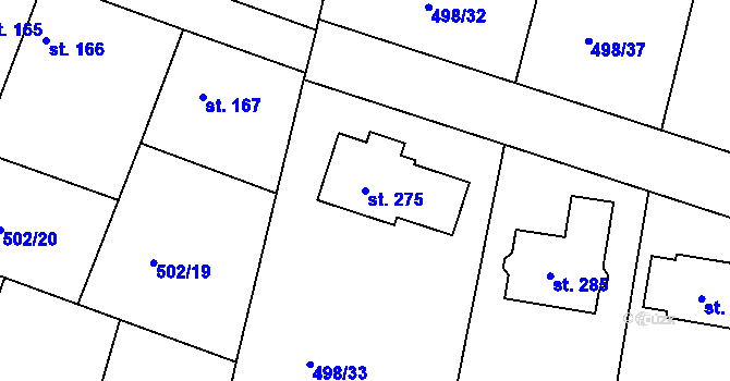 Parcela st. 275 v KÚ Orel, Katastrální mapa