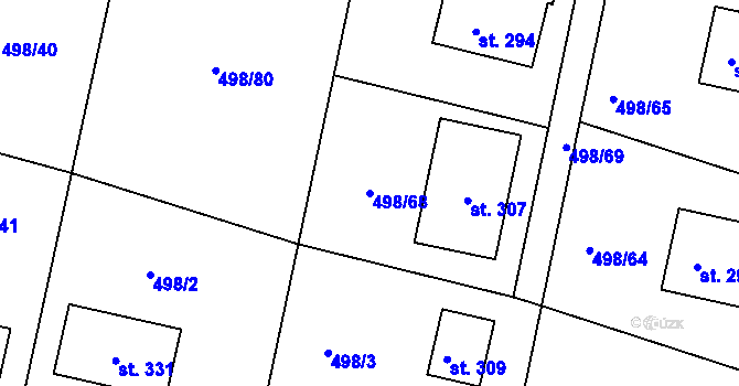 Parcela st. 498/68 v KÚ Orel, Katastrální mapa