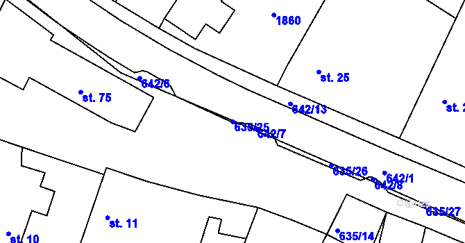 Parcela st. 635/25 v KÚ Orel, Katastrální mapa