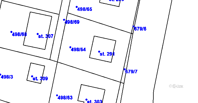 Parcela st. 291 v KÚ Orel, Katastrální mapa