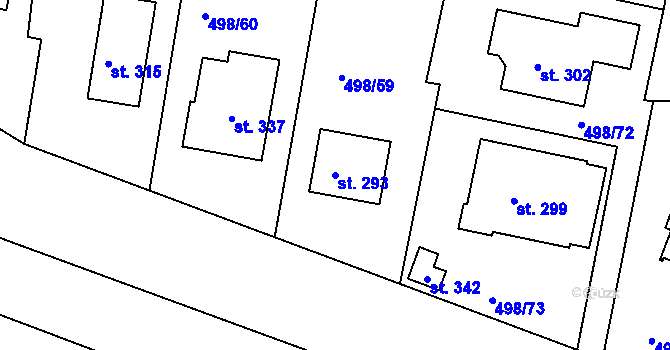 Parcela st. 293 v KÚ Orel, Katastrální mapa