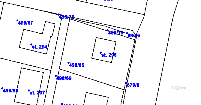 Parcela st. 296 v KÚ Orel, Katastrální mapa