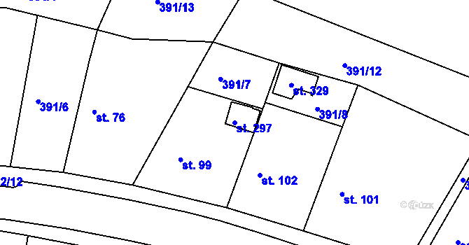 Parcela st. 297 v KÚ Orel, Katastrální mapa