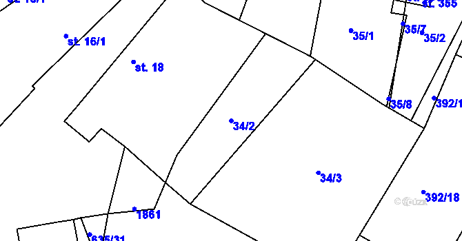 Parcela st. 34/2 v KÚ Orel, Katastrální mapa