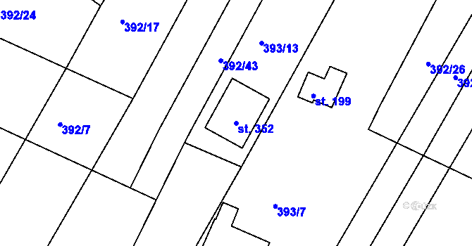 Parcela st. 352 v KÚ Orel, Katastrální mapa