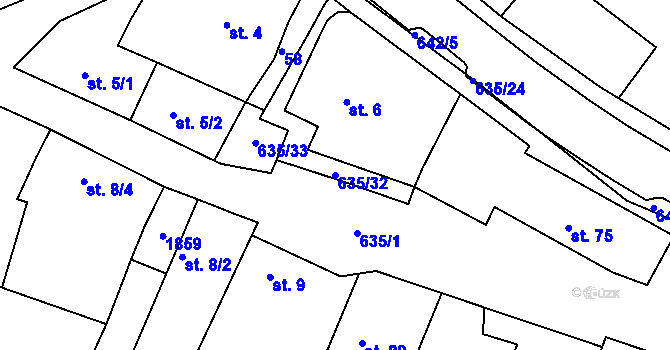Parcela st. 635/32 v KÚ Orel, Katastrální mapa