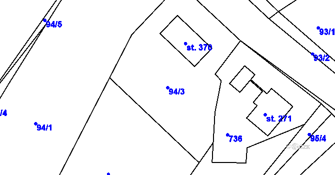 Parcela st. 94/3 v KÚ Orel, Katastrální mapa