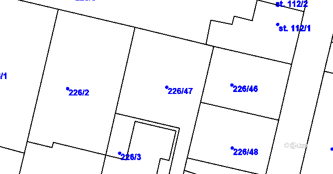 Parcela st. 226/47 v KÚ Orel, Katastrální mapa