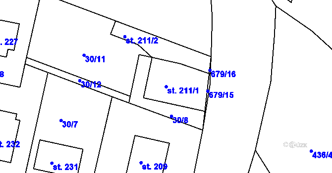 Parcela st. 211/1 v KÚ Orel, Katastrální mapa